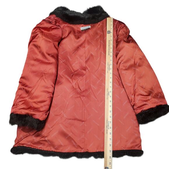 Jordache Vintage Black Winter Coat Size L 80s USA Faux Fur Mob Wife Deadstock - Picture 9 of 11